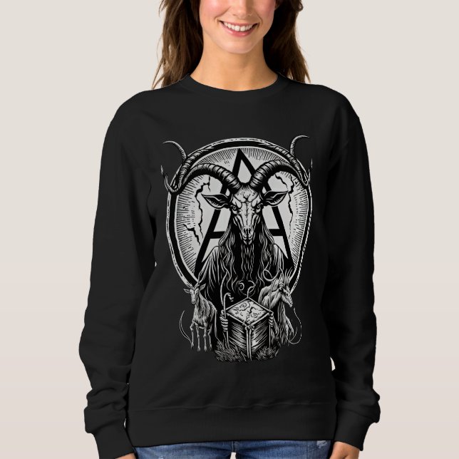 Moletom Occult Gothic Demon Head  Baphomet With Horns (Frente)