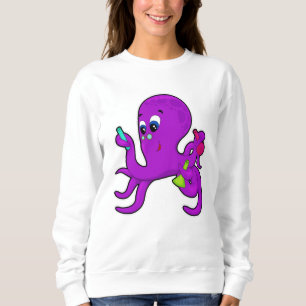 Moletom Octopus como professor com equipamento de laborató