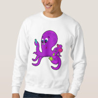 Octopus como professor com equipamento de laborató