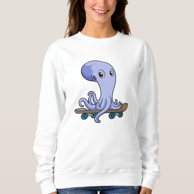 Moletom Octopus como skater com skate (Frente)