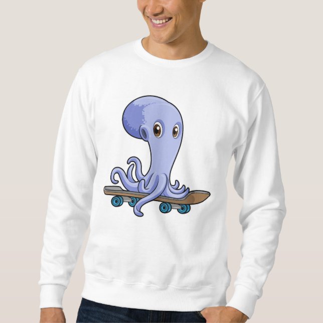 Moletom Octopus como skater com skate (Frente)