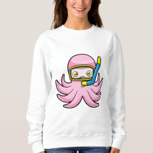 Moletom Octopus em mergulho com Snorkel e óculos de nata