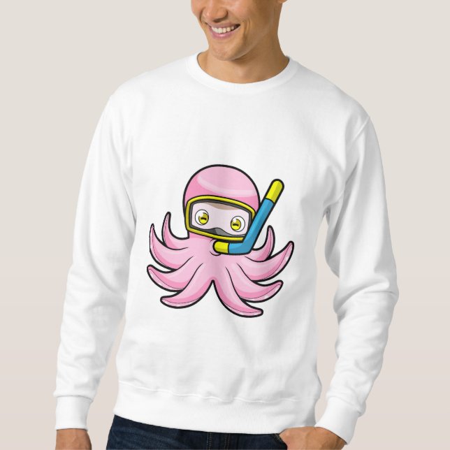 Moletom Octopus em mergulho com Snorkel e óculos de nataçã (Frente)
