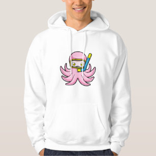 Moletom Octopus em mergulho com Snorkel e óculos de nataçã