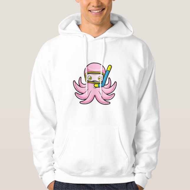 Moletom Octopus em mergulho com Snorkel e óculos de nataçã (Frente)