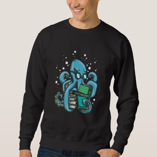 Moletom Octopus Reader Bookworm Deep Sea Kraken Literatura (Frente)