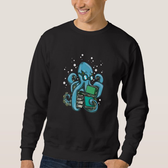 Moletom Octopus Reader Bookworm Deep Sea Kraken Literatura (Frente)