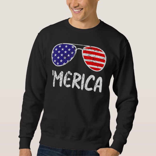 Moletom Óculos de sol 4 de Julho MERICA Bandeira EUA Améri (Frente)