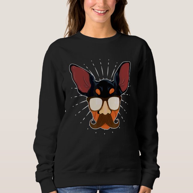 Moletom Óculos de Sol Bigode Min Pin Cão Pinscher Miniatur (Frente)