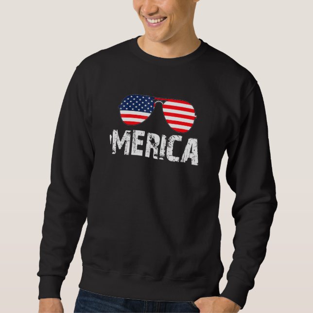 Moletom Óculos de sol com bandeira americana Merica 4 de j (Frente)