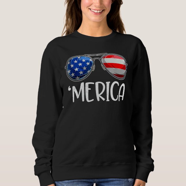 Moletom Óculos de sol com bandeira americana Merica 4 de j (Frente)