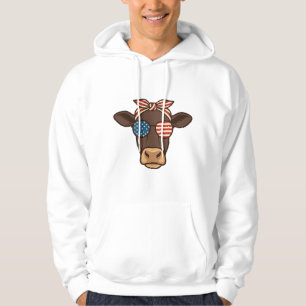 Moletom Óculos de sol com cabeça de vaca patriótica design