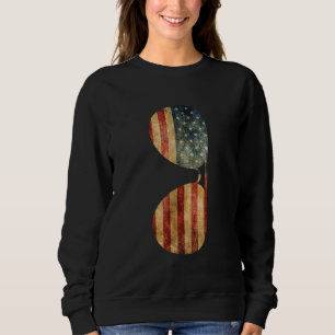 Moletom Óculos de sol da bandeira americana danificada pat