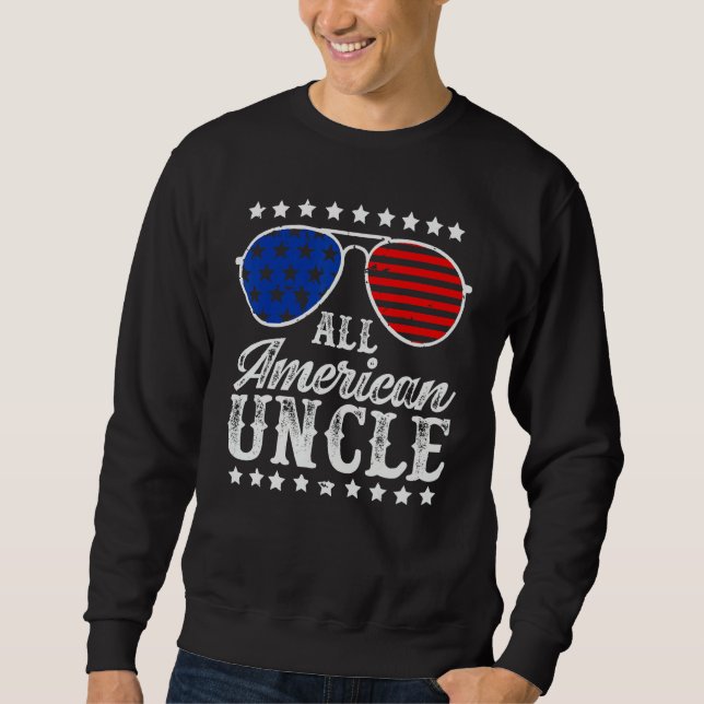 Moletom Óculos de sol do Tio Americano Engraçado EUA 4 de  (Frente)