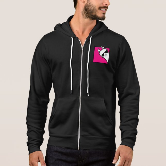 Moletom Óculos de Sol Llama Cool Rosa Peeking Quadrado Ani (Frente)