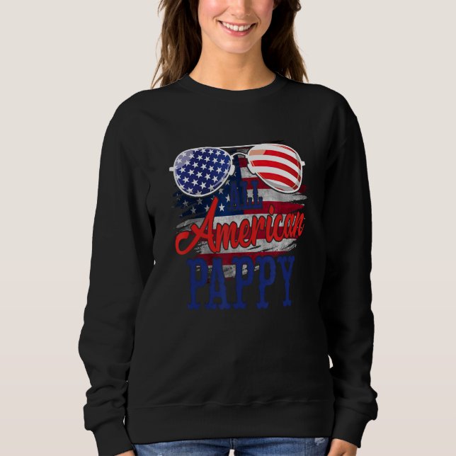 Moletom Óculos de sol Pappy totalmente americano Bandeira  (Frente)