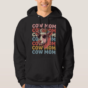 Moletom Óculos de Sol Retrô Cow Mom Desenho de Gravura Vin