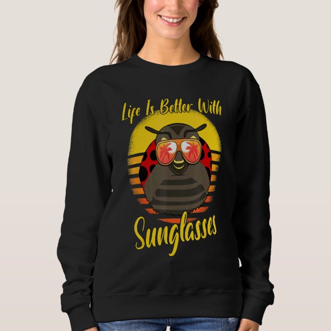 Moletom Óculos de sol Retro Sunset Beach Vacing Ladybug (Frente)