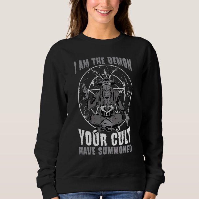 Moletom Oculto De Baphomet De Cabra Eu Sou O Demônio Que S (Frente)