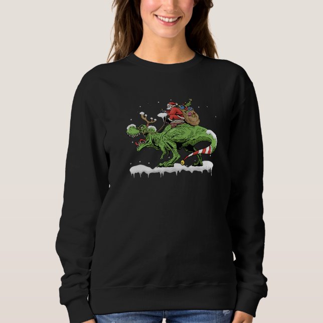 Moletom Oh What Fun It Is To Rawr Santa Claus Dinosaur Rid (Frente)