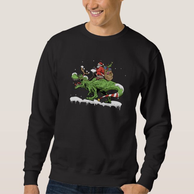 Moletom Oh What Fun It Is To Rawr Santa Claus Dinosaur Rid (Frente)