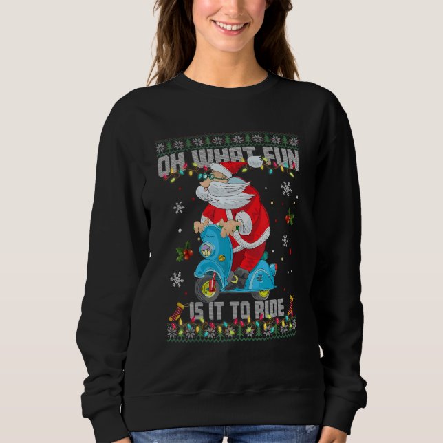Moletom Oh What Fun It Is To Ride Santa Riding Motorcycle  (Frente)