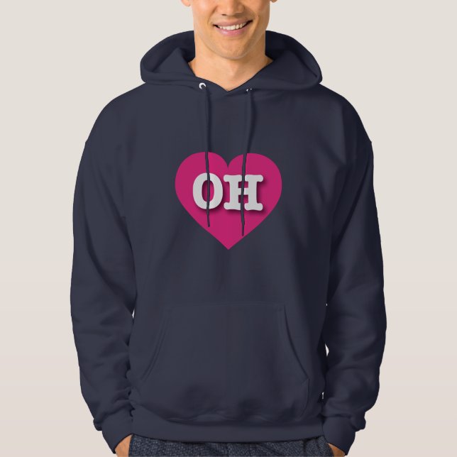 Moletom Ohio Hot Pink Heart - Eu amo OH (Frente)