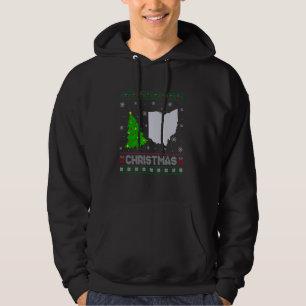 Moletom Ohio Map Xmas Tree Lighting Ugly Christmas Sweater