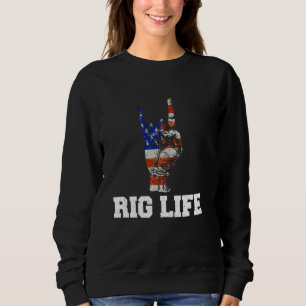 Moletom Oil Rig Life USA American Flag Landman Oilfield Wo