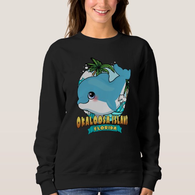 Moletom OKALOOSA ISLAND FLORIDA Cute Baby Dolphin Beach So (Frente)