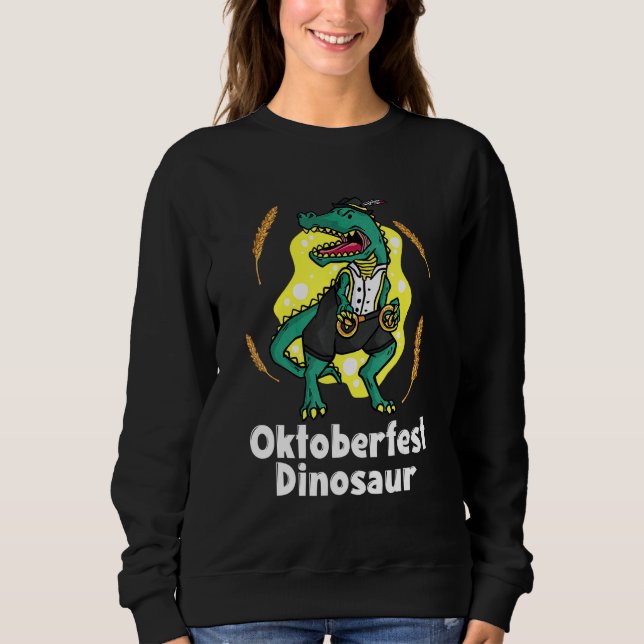 Moletom Oktoberfest Dinosaur Lederhosen Costume Bavariano (Frente)