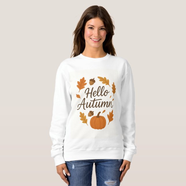 Moletom Olá Autumn Cozy Fall Sweet | Pumpkin e Le (Frente Completa)