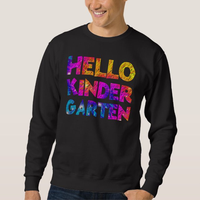 Moletom Olá, Kindergarten Team Kinder De Volta À Hora Da E (Frente)