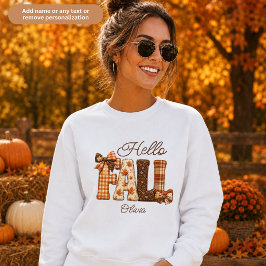 Moletom Olá Outono Cottagecore Camisola de Estilo Remendad
