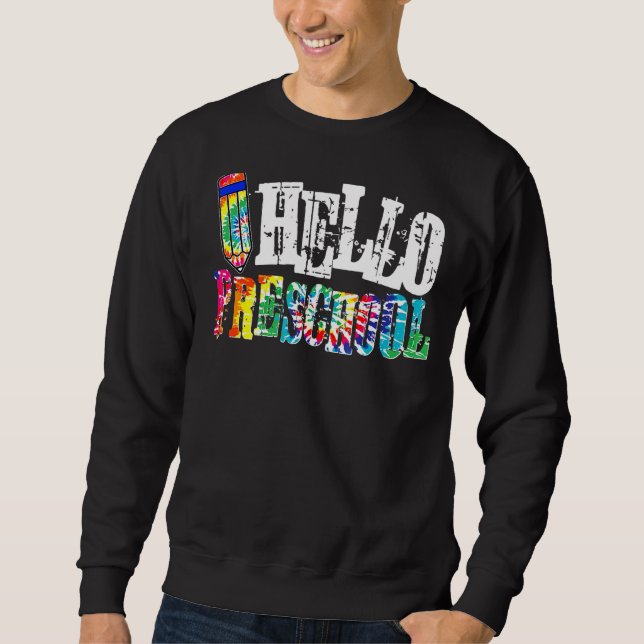 Moletom Olá Preschool Tie Dye De Volta Para As Meninas Da  (Frente)