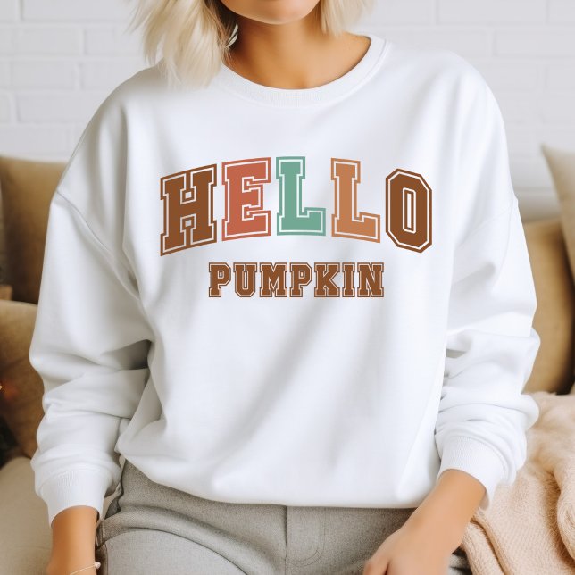 Moletom Olá Pumpkin Trendy Autumn Varsity Sweatshirt (Criador carregado)