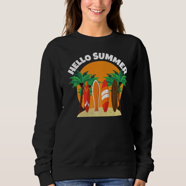 Moletom Olá, Verão Surfing Summer Beach Vacing (Frente)