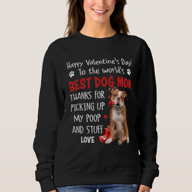 Moletom Old English Bulldog Best Dog Mom Valentines Day Fu (Frente)