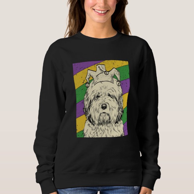 Moletom Old English Sheepdog Jester Mardi Gras Dog Mom or  (Frente)