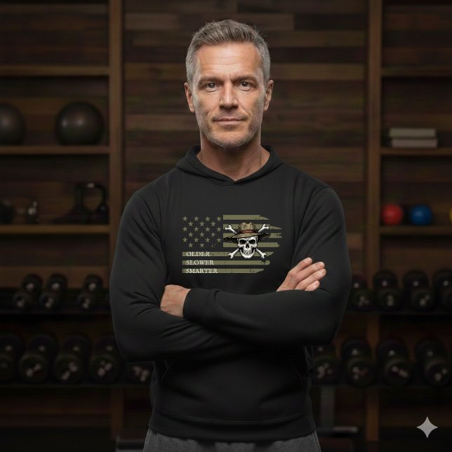 Moletom Older Slower Smarter American Flag Skull Hoodie (Criador carregado)