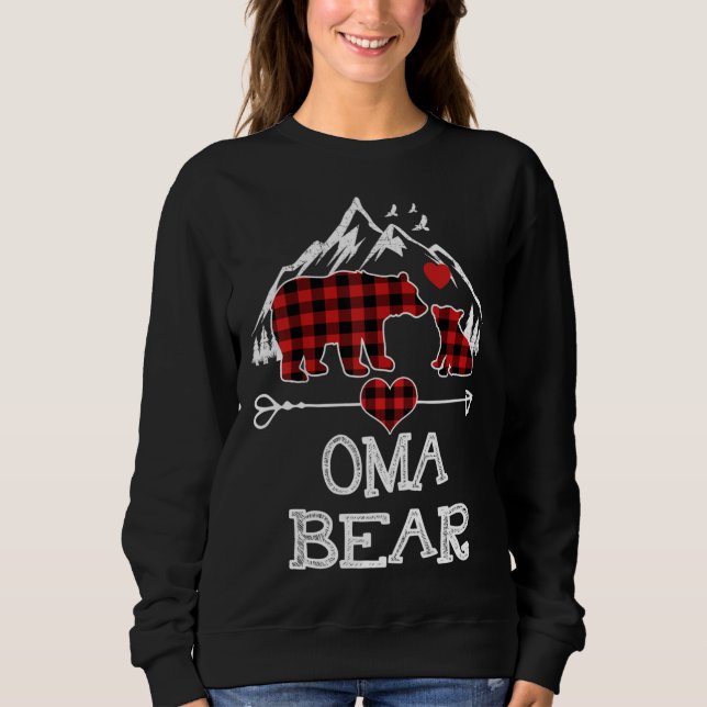 Moletom Oma Bear Christmas Pajama Red Xadrez Família Buffa (Frente)