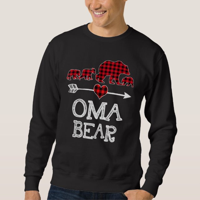 Moletom Oma Bear Christmas Pajama Red Xadrez Família Buffa (Frente)