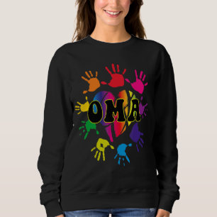 Moletom Oma Heart Impressão Kids Handprint Handprint Avó M