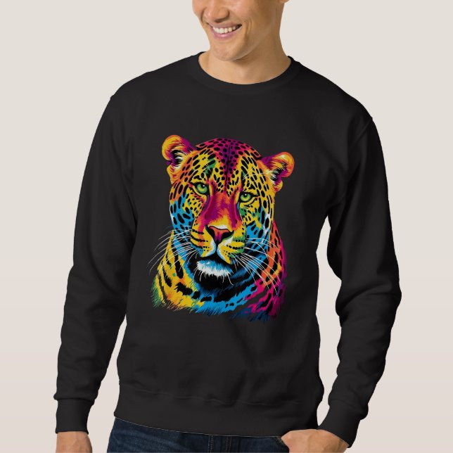 Moletom Onça-pintada Arco-íris Amante de Grandes Felinos E (Frente)