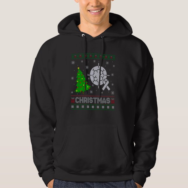 Moletom Oncologia Enfermeira Xmas Tree Lighting Ugly Chris (Frente)