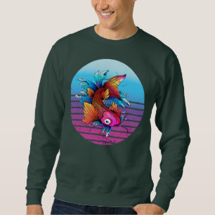 Moletom Ondas de Carpa Koi Japonesa Sakura Peixe Japonês