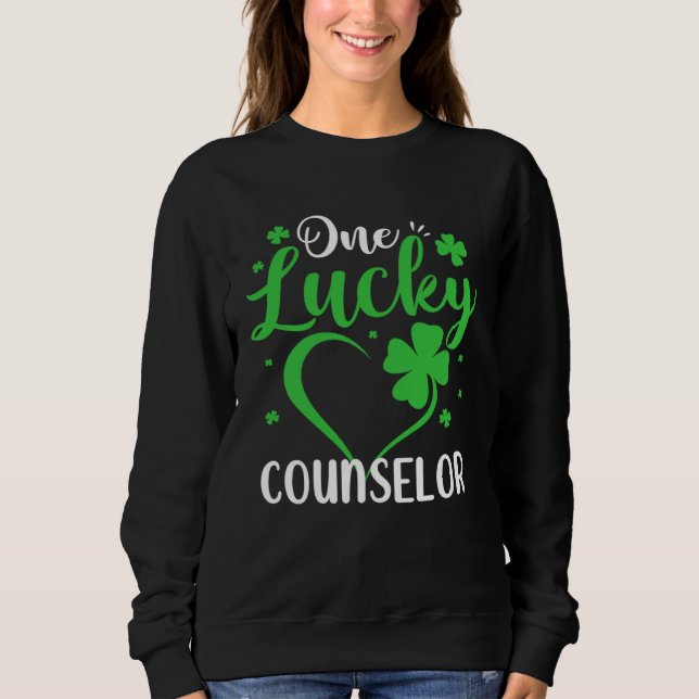 Moletom One Lucky Counselor Heart Shamrock St Patricks Day (Frente)