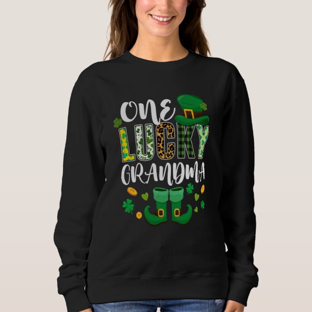 Moletom One Lucky Grandma St Patricks Day Love Fun Cool Gr (Frente)