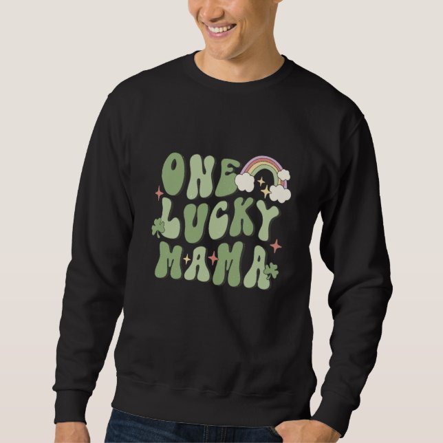 Moletom One Lucky Mama St Patricks Day Rainbow C (Frente)