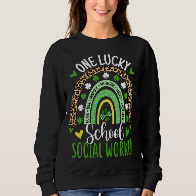 Moletom One Lucky School Social Worker Rainbow St Patricks (Frente)
